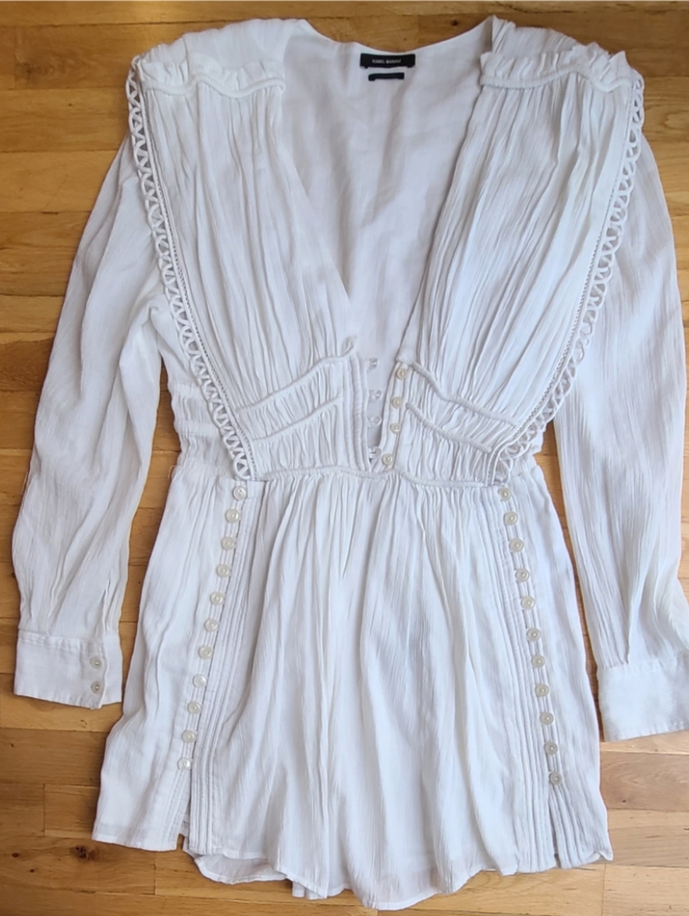 🆕️Isabel Marant Yaxo White Mini Dress French Boho Resortwear Love Parisian - Picture 14 of 16